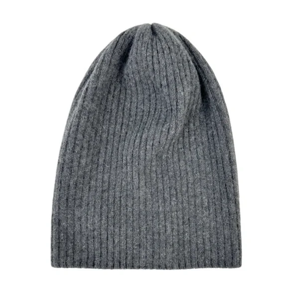 NEW Women’s Portolano cashmere slouch beanie hat grey - Picture 4 of 10